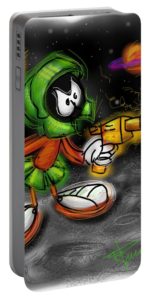 Marvin Portable Battery Charger featuring the digital art Marvin the Martian by Russell Pierce