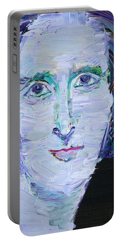 Shelley Portable Battery Charger featuring the painting MARY SHELLEY - oil portrait by Fabrizio Cassetta
