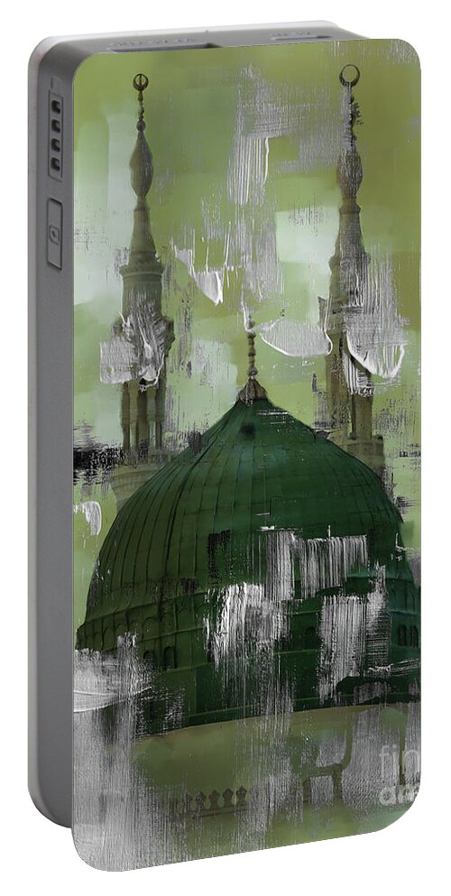 Masjid E Nabvi Portable Battery Charger featuring the painting Masjid-e-Nabwi 001 by Gull G