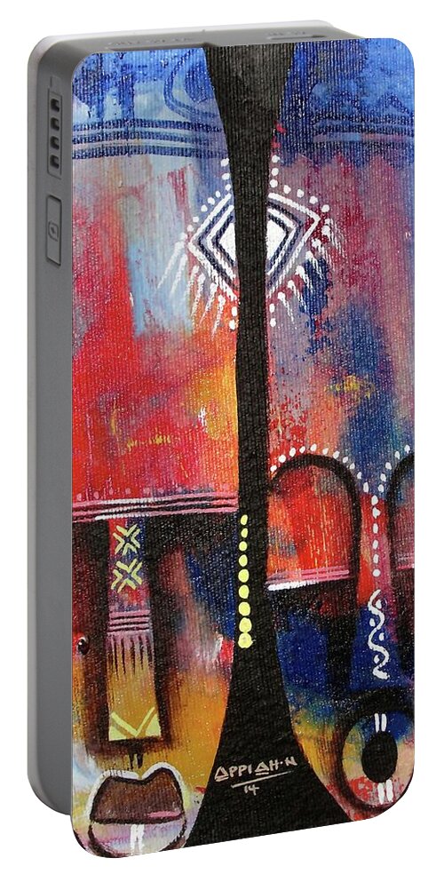 African Art Portable Battery Charger featuring the painting Mask 1 by Appiah Ntiaw