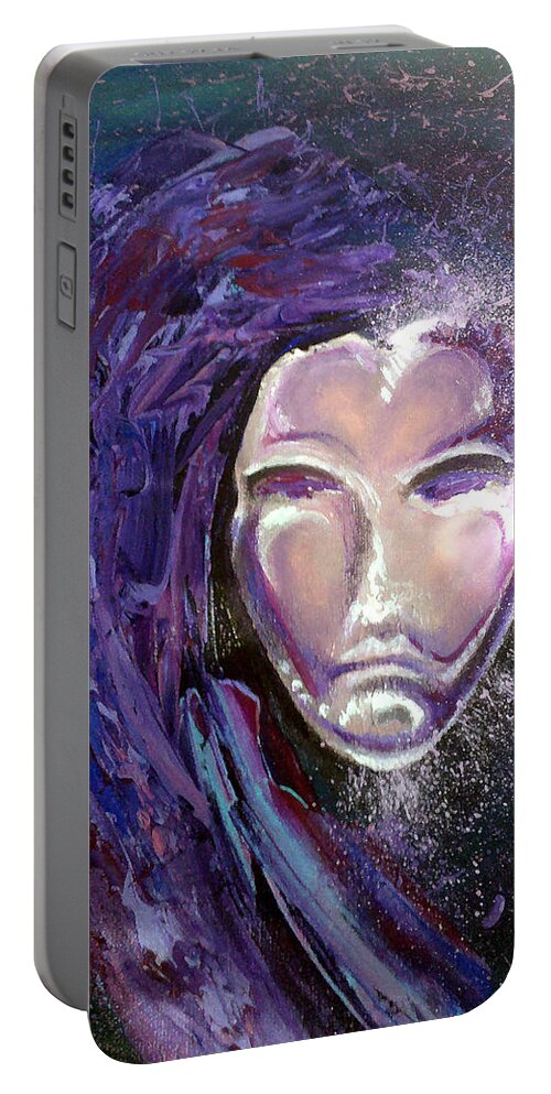Mardi Gras Portable Battery Charger featuring the painting Mask by Kevin Middleton