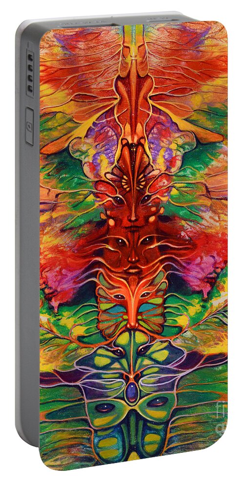 Rorshach Portable Battery Charger featuring the painting Masqparade 5 by Ricardo Chavez-Mendez