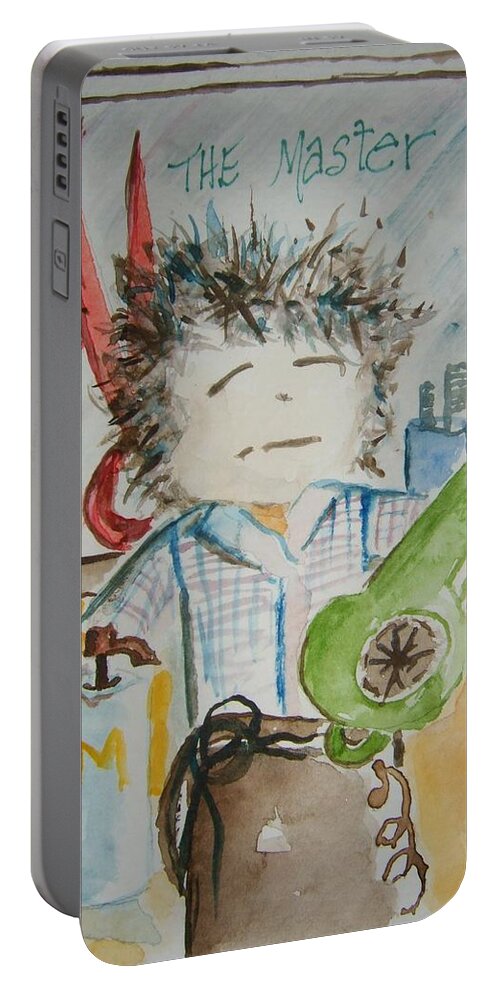 Man Portable Battery Charger featuring the painting Master Stylist by Elaine Duras