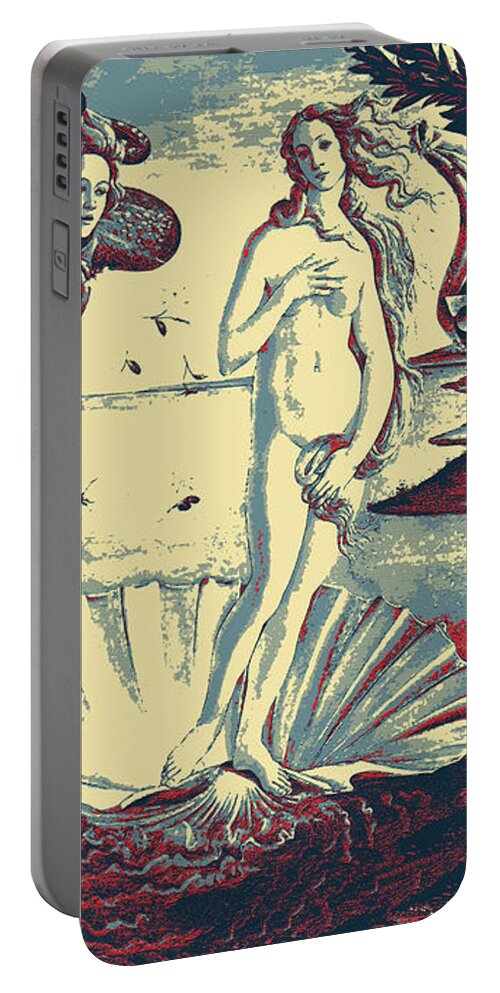 ‘masterpieces Revisited’ Collection By Serge Averbukh Portable Battery Charger featuring the digital art Masterpieces Revisited - The Birth of Venus by Sandro Botticelli by Serge Averbukh
