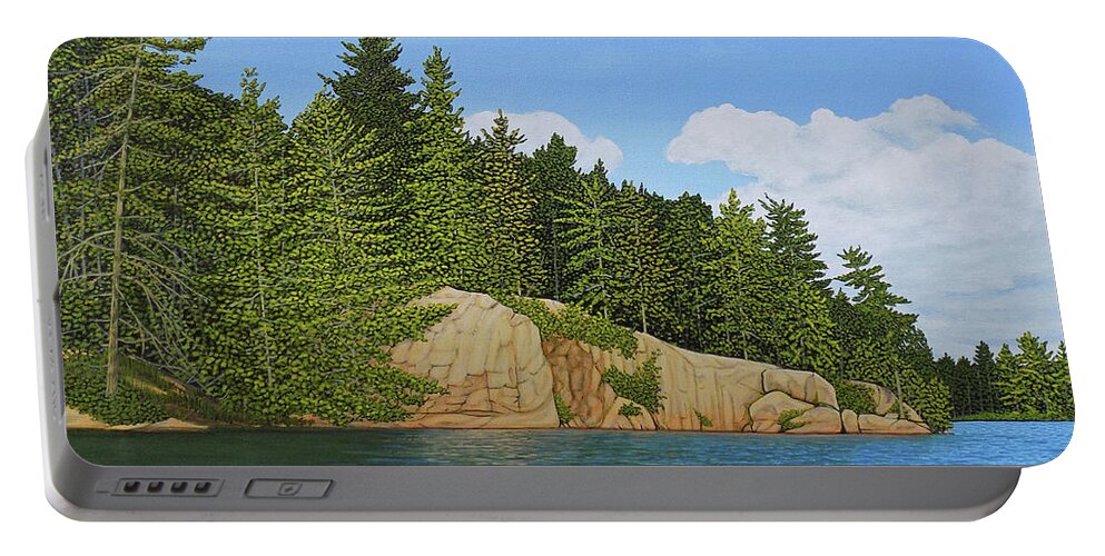 Muskoka Portable Battery Charger featuring the painting Matthew's Paddle by Kenneth M Kirsch