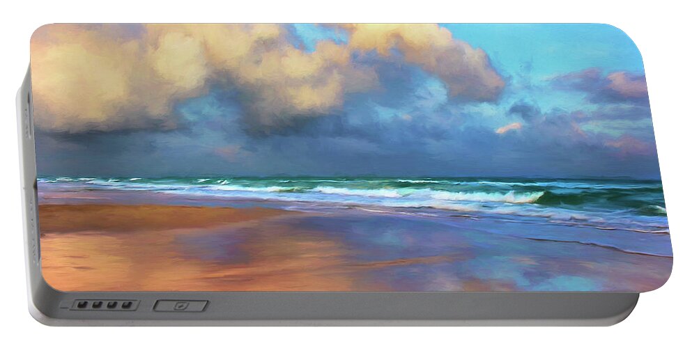 Sunset Portable Battery Charger featuring the painting Maui Sunset Rain by Dominic Piperata