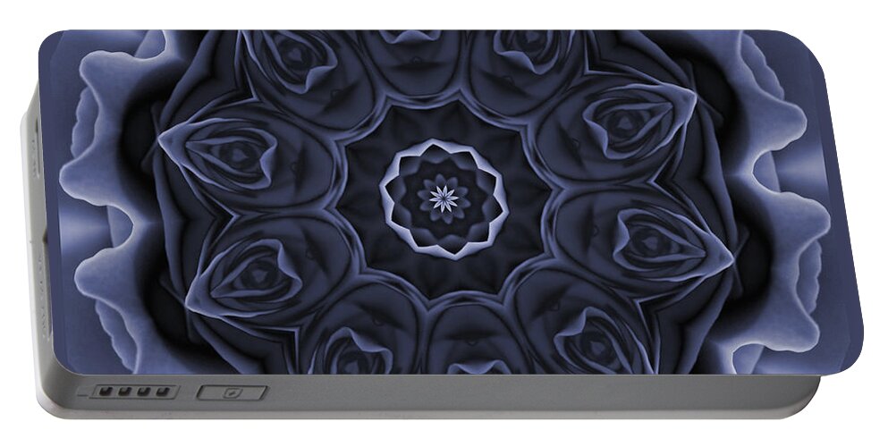 Flower Portable Battery Charger featuring the digital art Mauve Rose Mandala by Julia Underwood