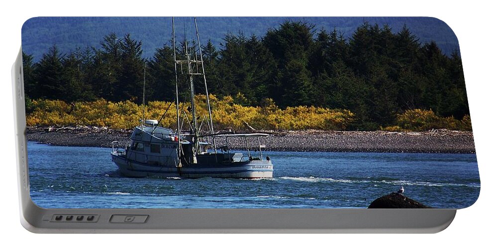 Ship Portable Battery Charger featuring the photograph May Day in the Bay by Julie Rauscher
