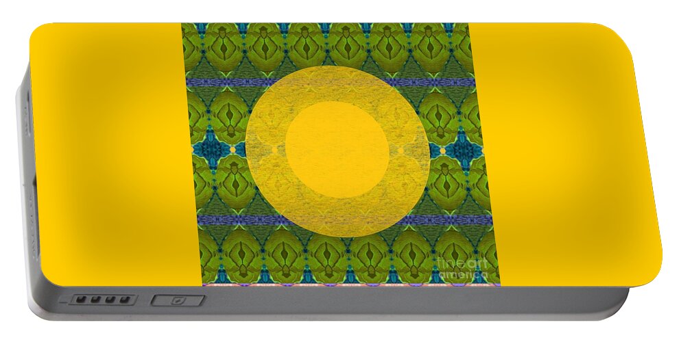The Sun Portable Battery Charger featuring the digital art May Tomorrow Be Better For All by Helena Tiainen
