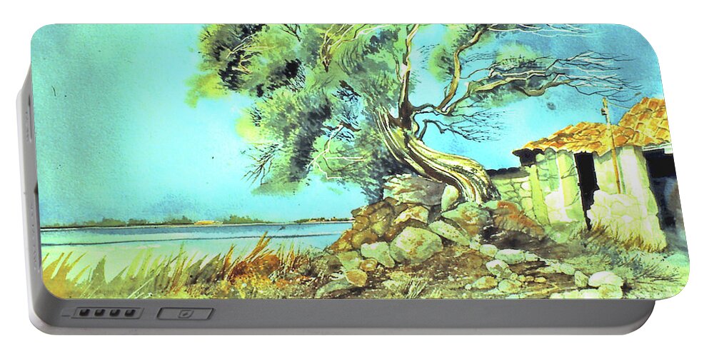  Portable Battery Charger featuring the painting Mayorcan Tree by Douglas Teller
