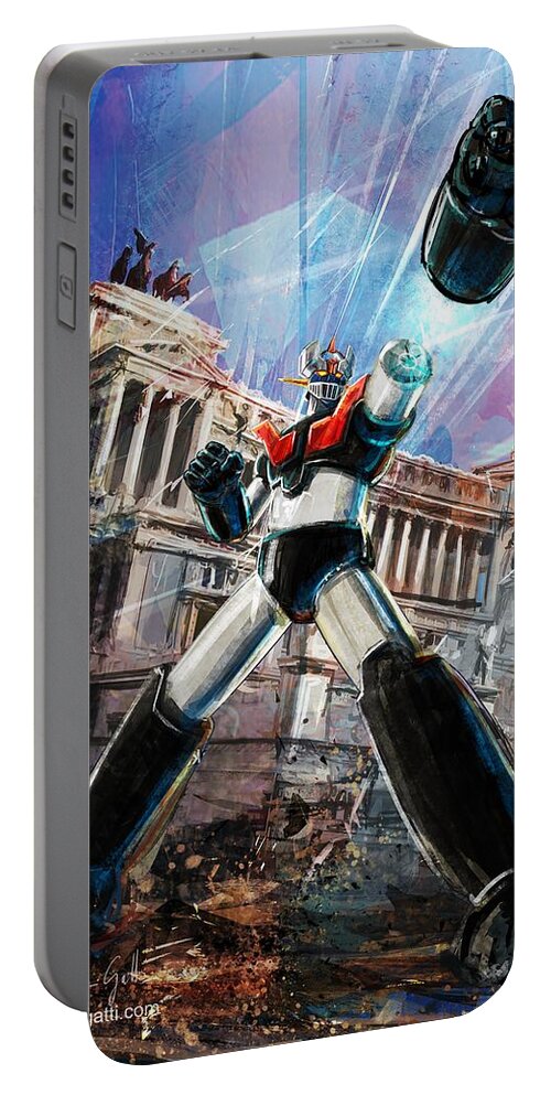 Sci-fi Portable Battery Charger featuring the digital art MazingerZ Rome by Andrea Gatti