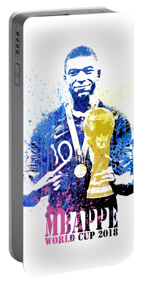 2018 Portable Battery Charger featuring the painting Mbappe and world Cup 2018 #france by Art Popop