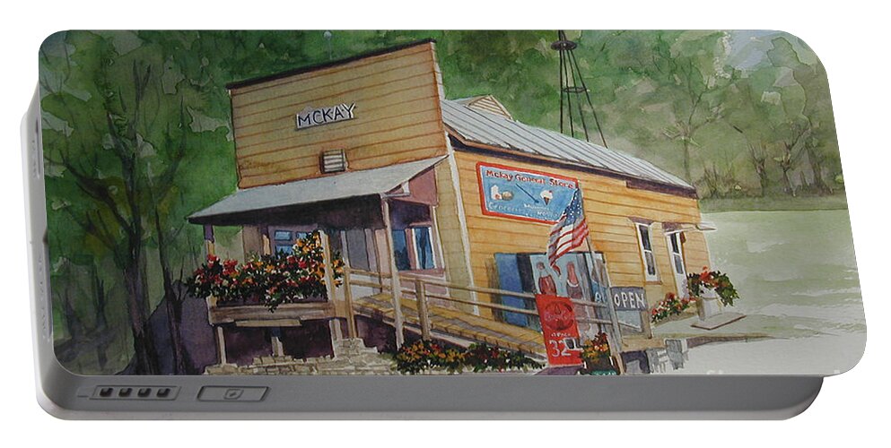 Mckay's General Store Vignette Portable Battery Charger featuring the painting McKays General Store by Terri Meyer