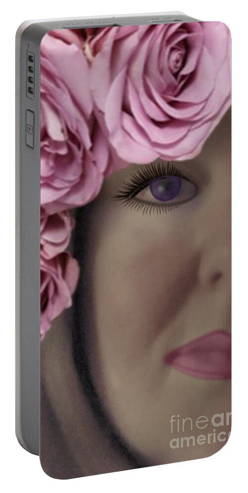 Digital Art Portable Battery Charger featuring the mixed media Me in a New Hairdo by Delynn Addams