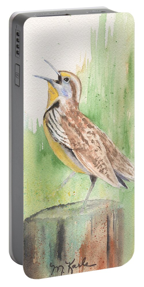 Meadowlark Portable Battery Charger featuring the painting Meadowlark by Marsha Karle