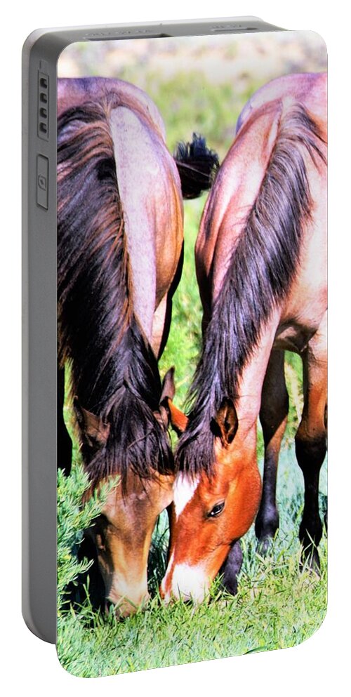 Horses Portable Battery Charger featuring the photograph Meal Sharing by Merle Grenz