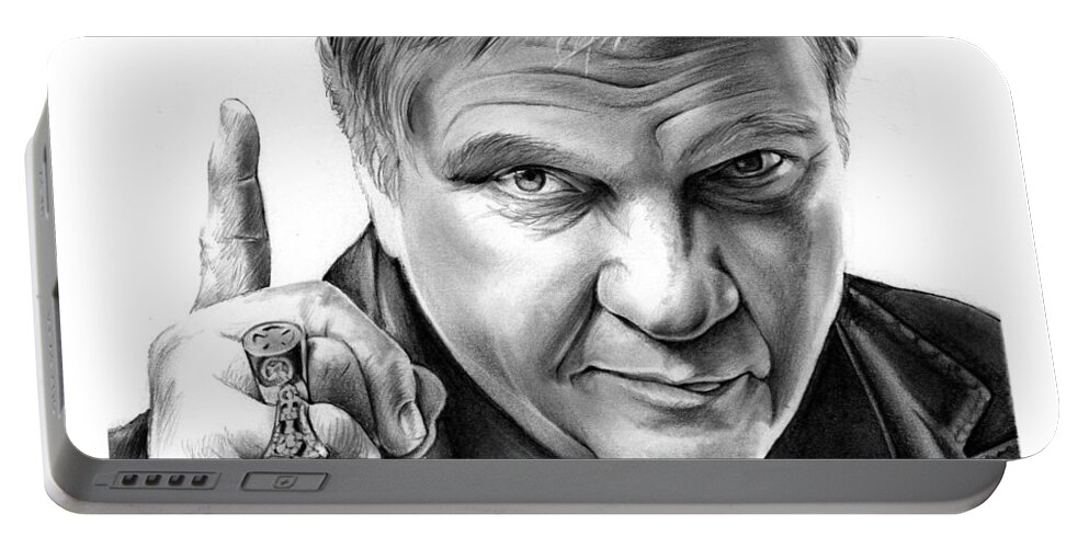 Meat Loaf Portable Battery Charger featuring the drawing Meat Loaf by Greg Joens