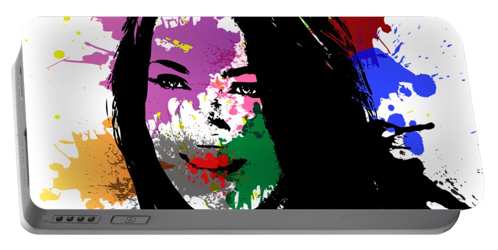 Megan Fox Portable Battery Charger featuring the digital art Megan Fox Pop Art by Ricky Barnard