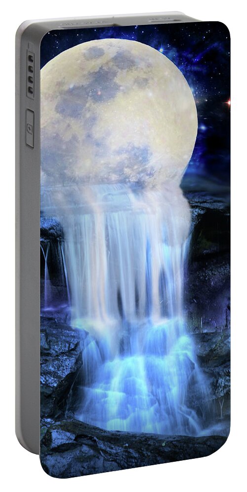 Moon Portable Battery Charger featuring the digital art Melted moon by Lilia D