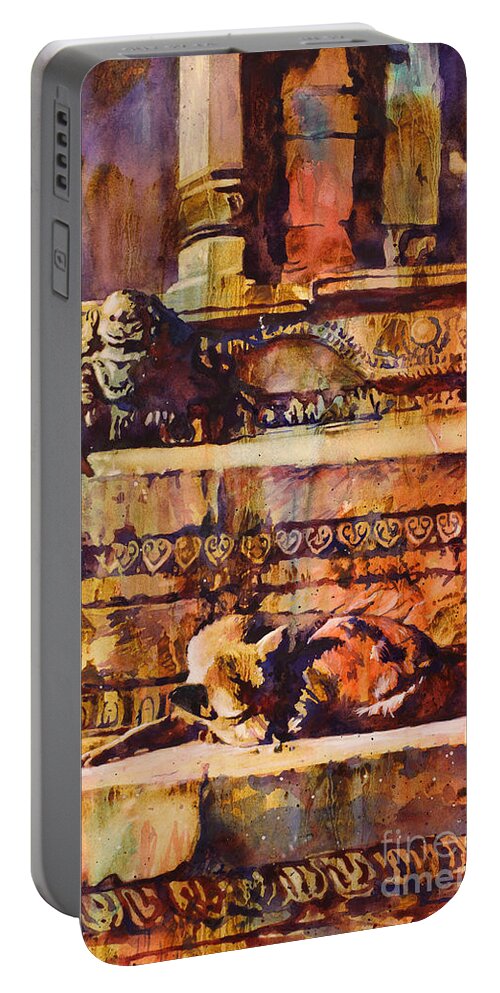 Art Prints Portable Battery Charger featuring the painting Memories of Happier Times- Nepal by Ryan Fox