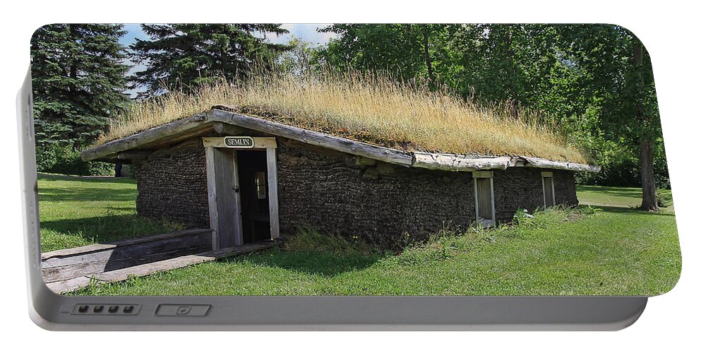Sod House Portable Battery Charger featuring the photograph Mennonite Sod House by Teresa Zieba