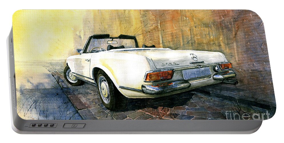 Watercolour Portable Battery Charger featuring the painting Mercedes Benz W113 280 SL Pagoda by Yuriy Shevchuk
