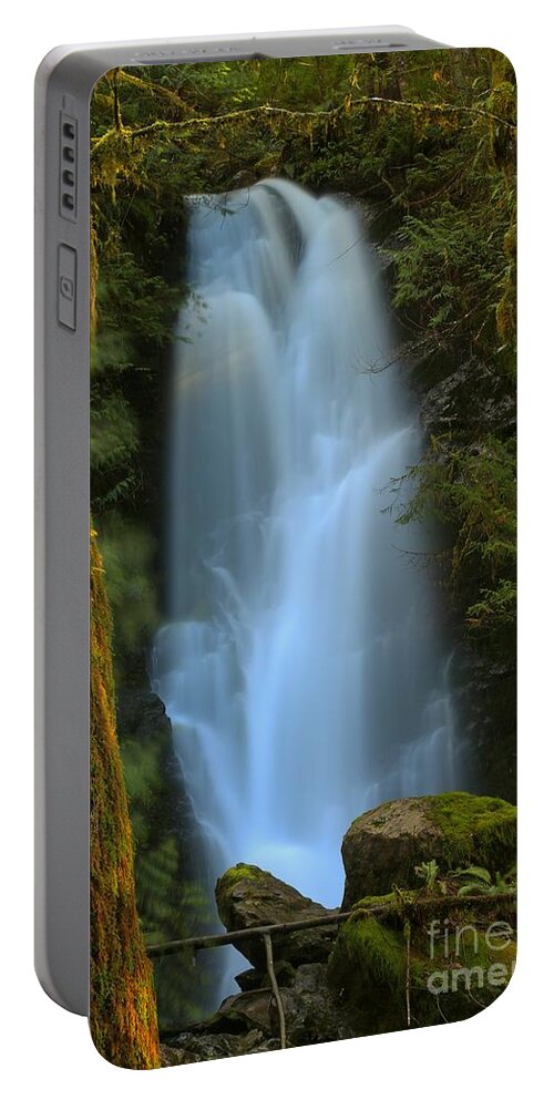 Merriman Falls Portable Battery Charger featuring the photograph Meriman Falls Golden Frame by Adam Jewell