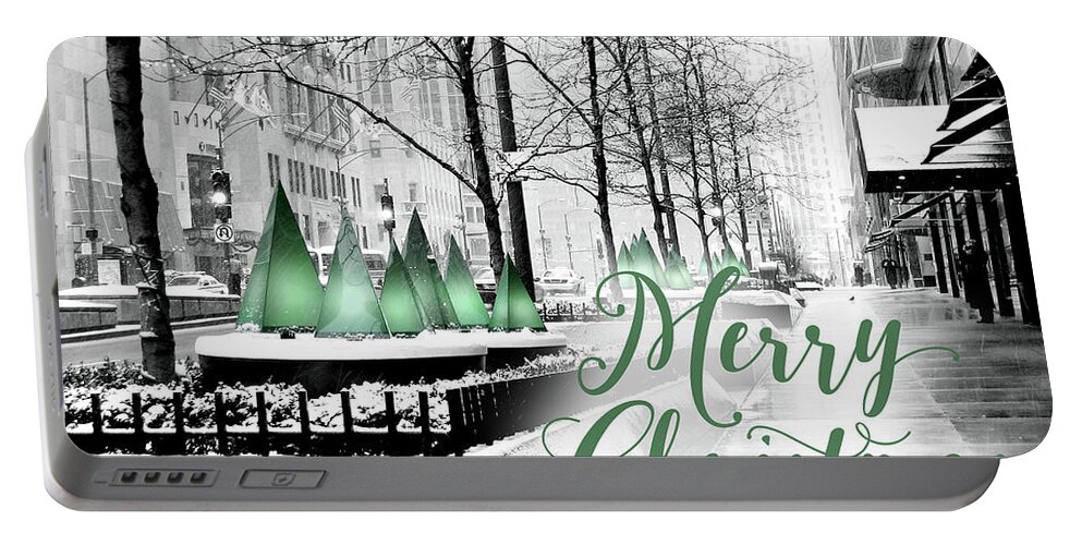 Merry Christmas Portable Battery Charger featuring the photograph Merry Christmas Chicago by Laura Kinker
