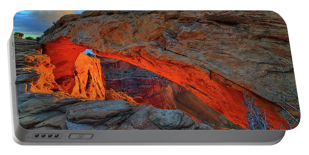 Mesa Arch Portable Battery Charger featuring the photograph Mesa Arch Morning Light by Greg Norrell