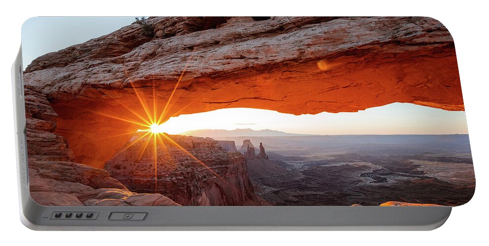 Mesa Arch Portable Battery Charger featuring the photograph Mesa arch sunrise, Canyonlands national park, Utah, USA by Matteo Colombo