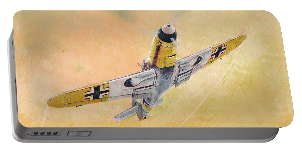 Aviation Portable Battery Charger featuring the painting Messerschmitt Bf-109F by Douglas Castleman