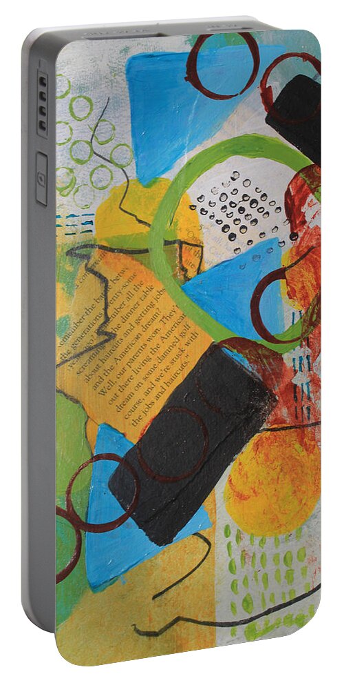 Abstract Portable Battery Charger featuring the painting Messy Circles of Life by April Burton