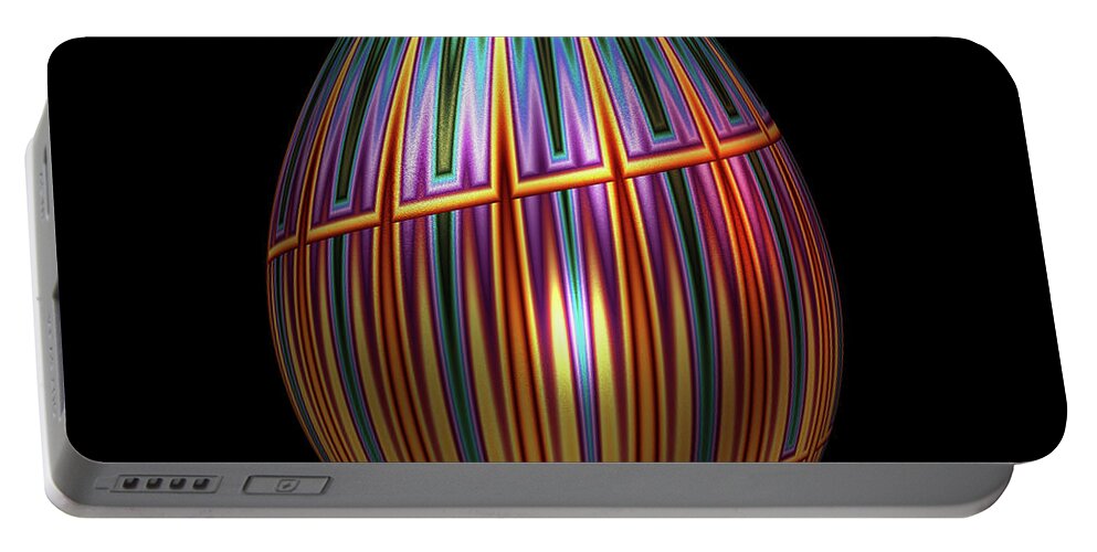 Series Portable Battery Charger featuring the digital art Metallic Christmas Egg by Hakon Soreide