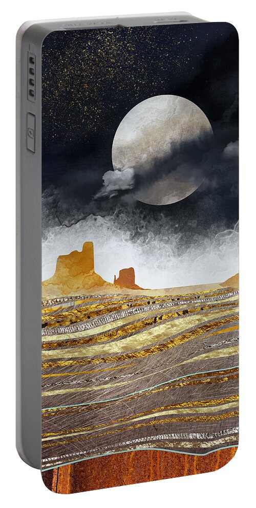 Desert Portable Battery Charger featuring the digital art Metallic Desert by Spacefrog Designs