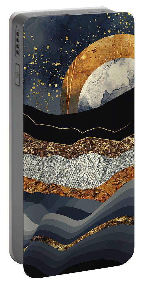 Metallic Portable Battery Charger featuring the digital art Metallic Mountains by Katherine Smit