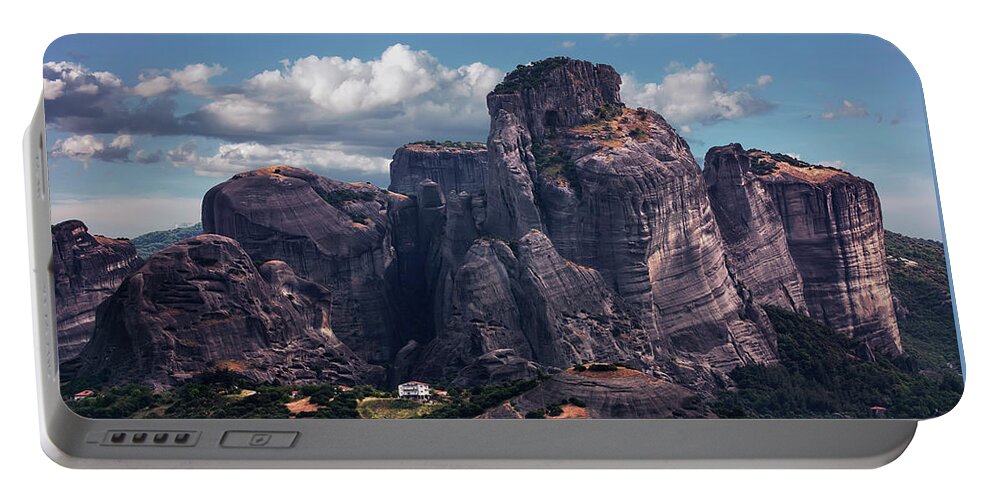 Mood Portable Battery Charger featuring the photograph Meteora at dawn by Jaroslaw Blaminsky