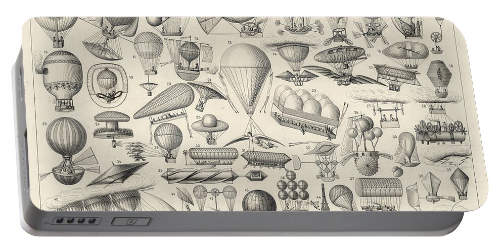 Vintage Portable Battery Charger featuring the drawing History of Early Aeronautics by Vintage Pix