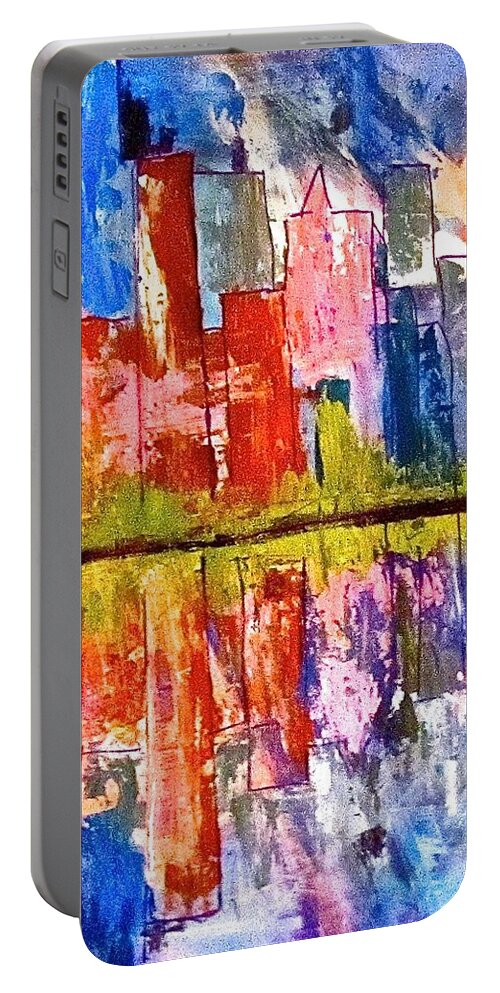 City Portable Battery Charger featuring the painting Metropolis by Barbara O'Toole