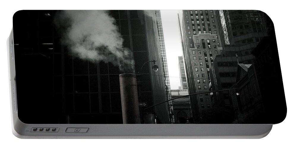 Street Photography Portable Battery Charger featuring the photograph Metropolitan Steam by Miriam Danar