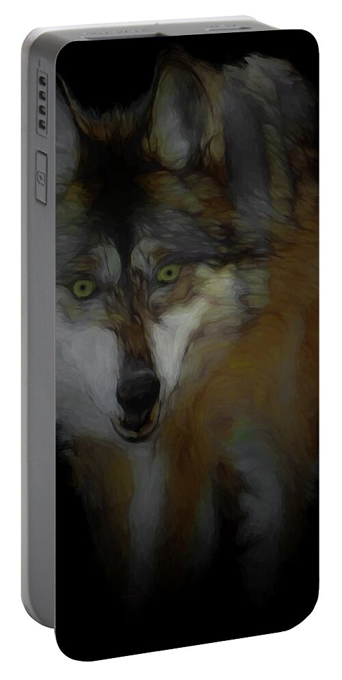 Wolf Portable Battery Charger featuring the digital art Mexican Grey Wolf DA2 by Ernest Echols