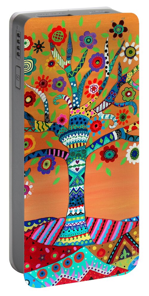 Mhuri Portable Battery Charger featuring the painting Mhuri by Pristine Cartera Turkus