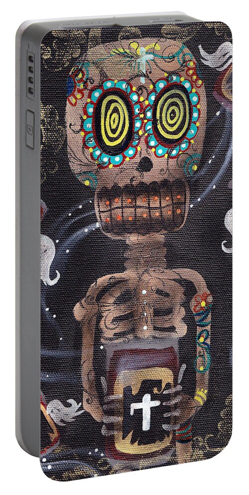 Beer Portable Battery Charger featuring the painting Mi Cerveza by Abril Andrade