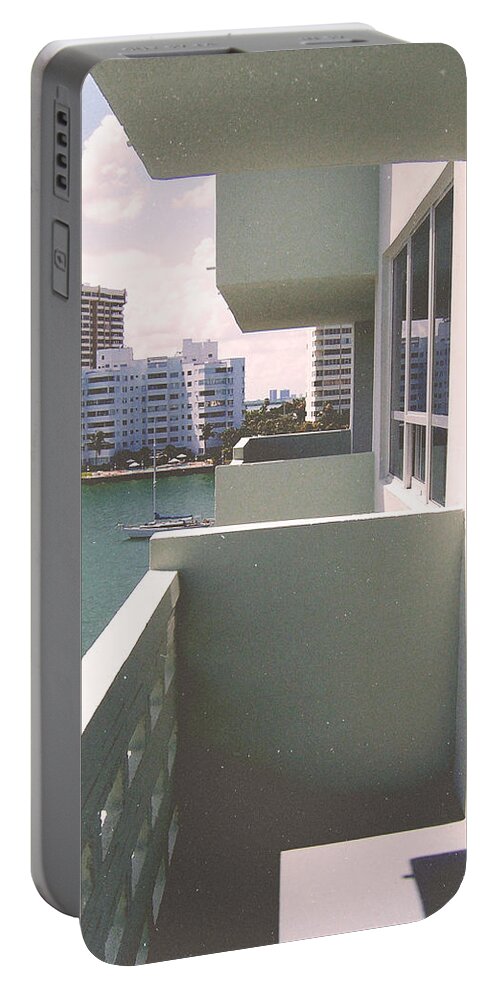 Miami Beach Portable Battery Charger featuring the photograph Miami Beach Apartment Balcony by Phil Perkins