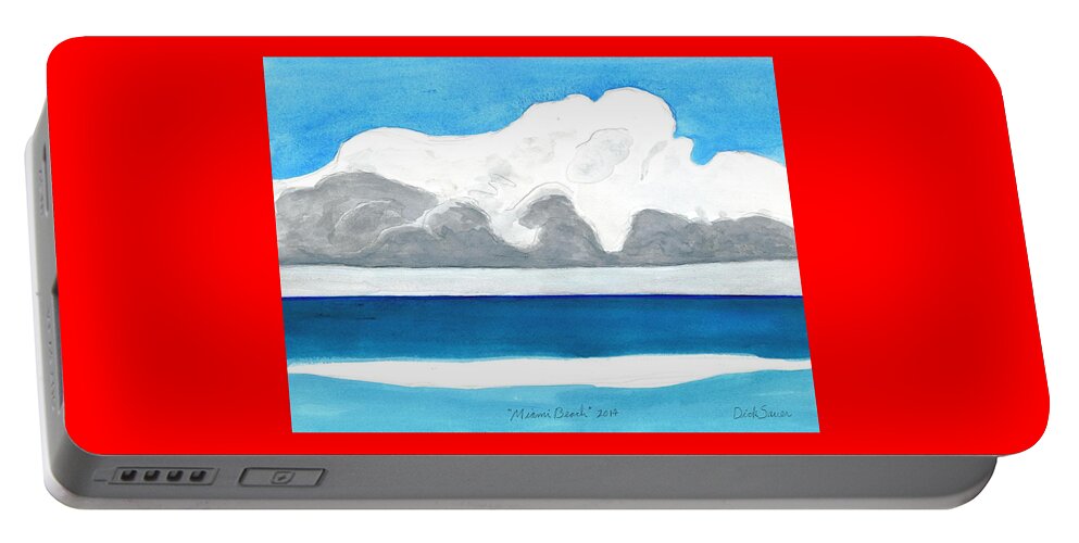 Seascape Portable Battery Charger featuring the painting Miami Beach, Florida by Dick Sauer