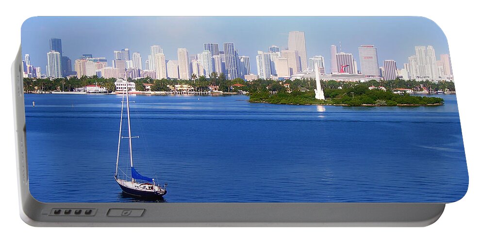 Florida Portable Battery Charger featuring the photograph Miami Florida Skyline by Phil Perkins