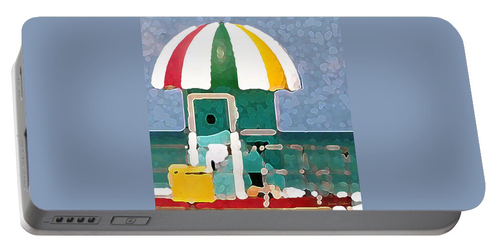 Digital Watercolor Portable Battery Charger featuring the digital art Miami Lifeguard Station by Donna Corless