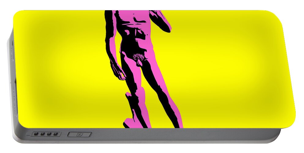 Michelangelo Portable Battery Charger featuring the digital art Michelangelos David - Punk style by Pixel Chimp