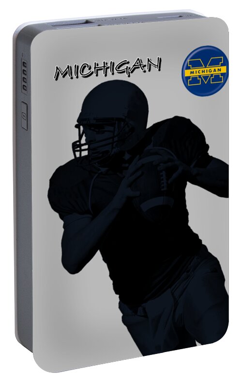 Football Portable Battery Charger featuring the digital art Michigan Football by David Dehner
