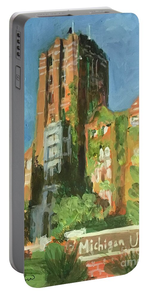 Ann Arbor Portable Battery Charger featuring the painting Michigan Union -university of michigan, Ann Arbor #1 by Yoshiko Mishina