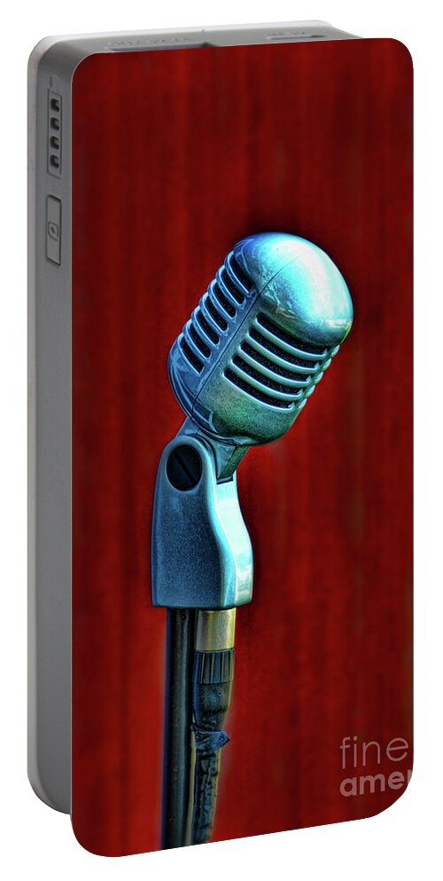 Microphone Portable Battery Charger featuring the photograph Microphone by Jill Battaglia